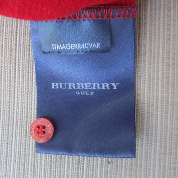BURBERRY GOLF POLO SHIRT ~ L ~ RED ~ LOGO DETAIL ~ - Picture 7 of 12